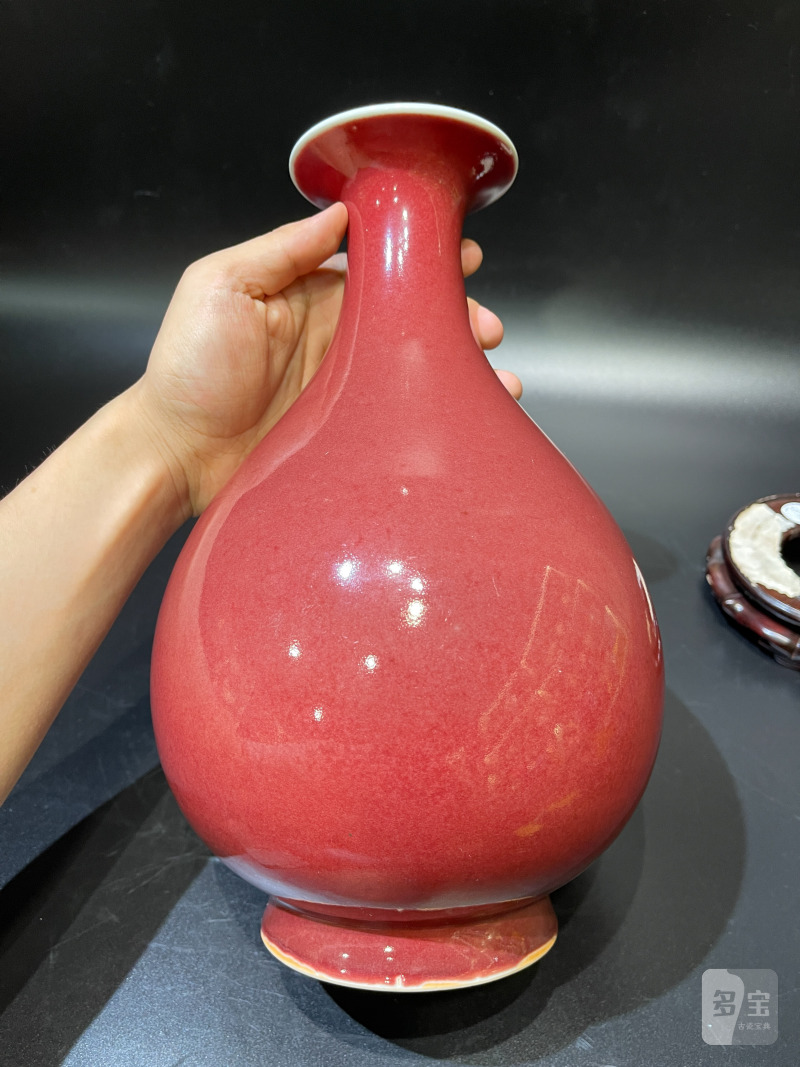 清道光 宝石红釉玉壶春瓶 - 图5